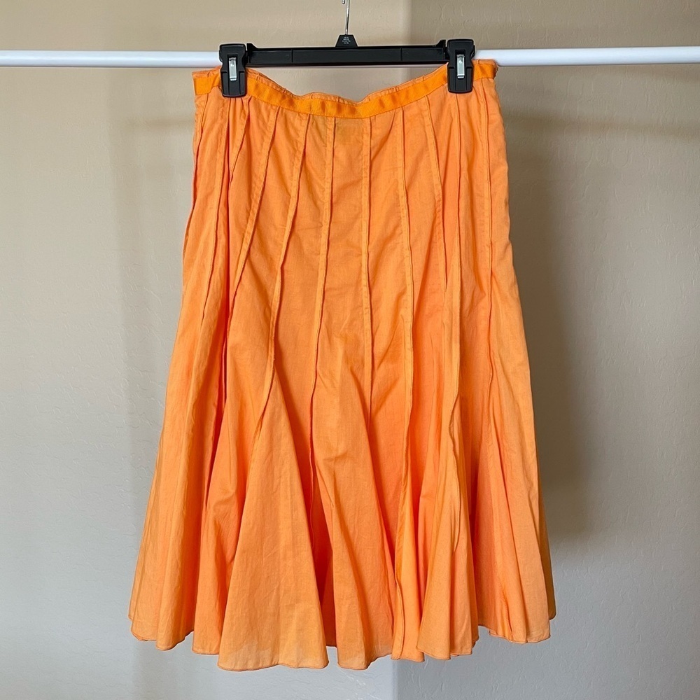 Y2K Bright Orange Pleated A Line Skirt